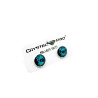 Art.No.blz112239ovs- Сребърни обици с австрийски кристали Риволи 8мм blue zircon от  