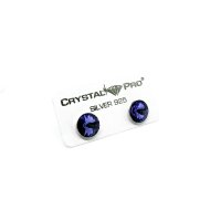 Art.No.tan112239ovs- Сребърни обици с австрийски кристали Риволи 8мм tanzanite от  