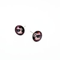 Art.No.antp112212ovs- Сребърни обици винт с австрийски кристали Риволи 12мм antique pink от  