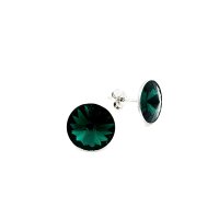 Art.No.em112212ovs- Сребърни обици винт с австрийски кристали Риволи 12мм emerald от  