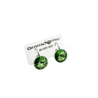 Art.No.p112212ops- Сребърни обици панта с австрийски кристали Риволи 12мм peridot от  