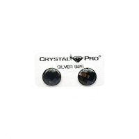Art.No.bld203510ovs- Сребърни обици винт Кръг black diamond от 