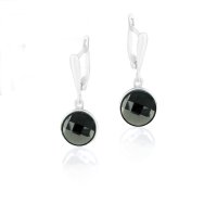 Art.No.bld203510dos- Сребърни висящи обици Кръг black diamond от  