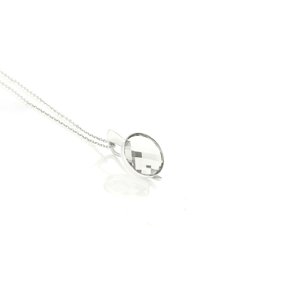 Сребърно колие с австрийски кристал Кръг silver shade