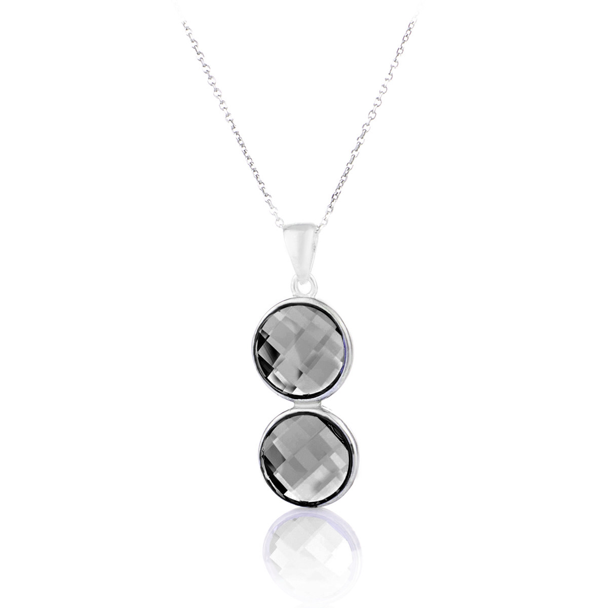 Сребърно колие с австрийски кристали Кръг black diamond