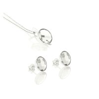 Art.No.ssha20351010ovsfzd025- Сребърен комплект колие с обици винт Кръг silver shade от 