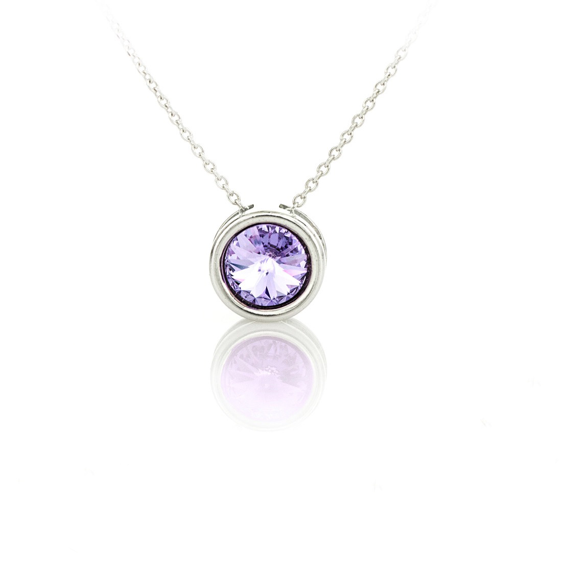 Сребърно колие Мини ривола раунд violet