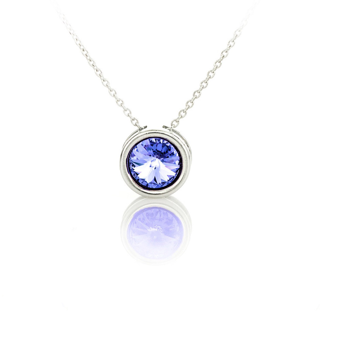 Сребърно колие Мини ривола раунд sapphire