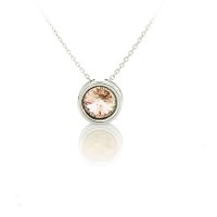 Art.No.lp1122ss29rminivsfzd025- Сребърно колие Мини ривола раунд light peach от  