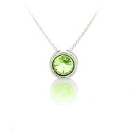 Art.No.p1122ss29rminivsfzd025- Сребърно колие Мини ривола раунд peridot от  