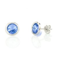 Art.No.sap1122ss29roundovs- Сребърни обици винт Мини ривола раунд sapphire от  
