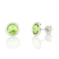 Art.No.p1122ss29roundovs- Сребърни обици винт Мини ривола раунд peridot от  