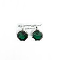 Art.No.em112212roundops- Кристални сребърни обици Ривола раунд emerald от  