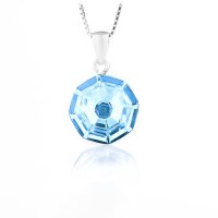 Art.No.aq467814vskvd015- Сребърно колие с кристал Соларис aquamarine от  