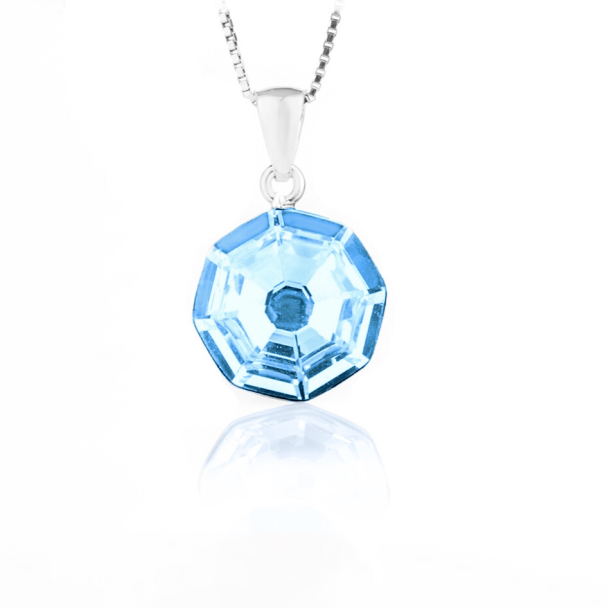 Сребърно колие с кристал Соларис aquamarine