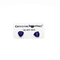 Art.No.tan47067ovs- Сребърни обици с кристали Трилиант 7мм tanzanite от  
