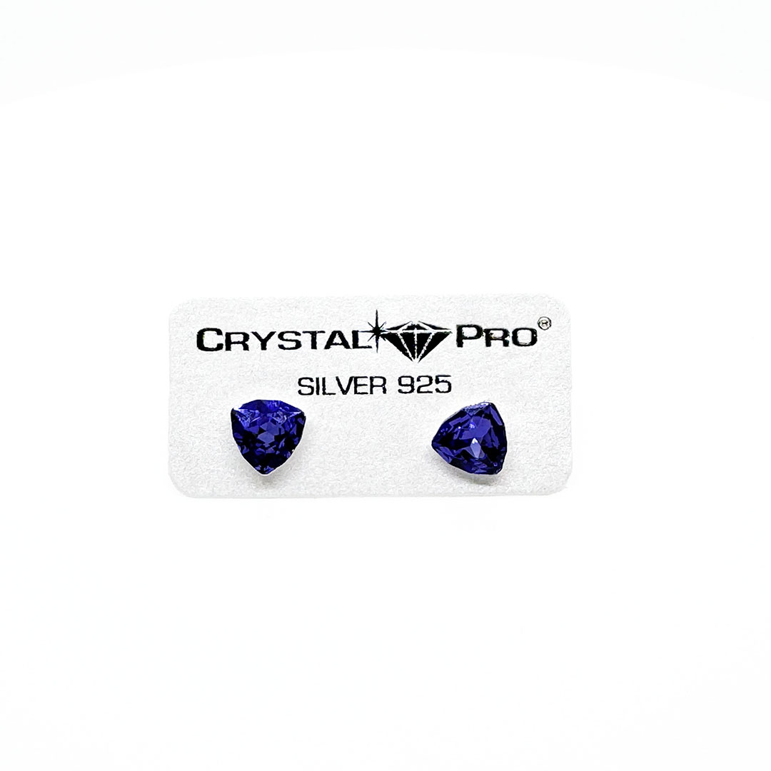 Сребърни обици с кристали Трилиант 7мм tanzanite