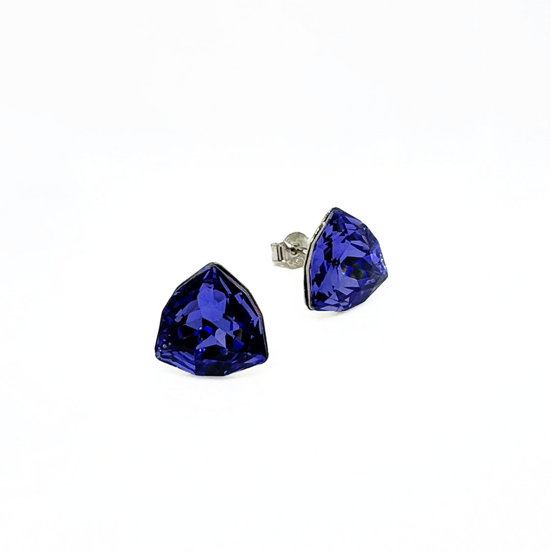 Сребърни обици с кристали Трилиант 12мм tanzanite