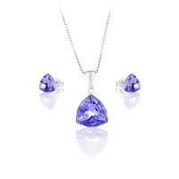 Art.No.tan4706127ovskvd015- Сет колие с обици винт сребро 925 Trilliant tanzanite от  