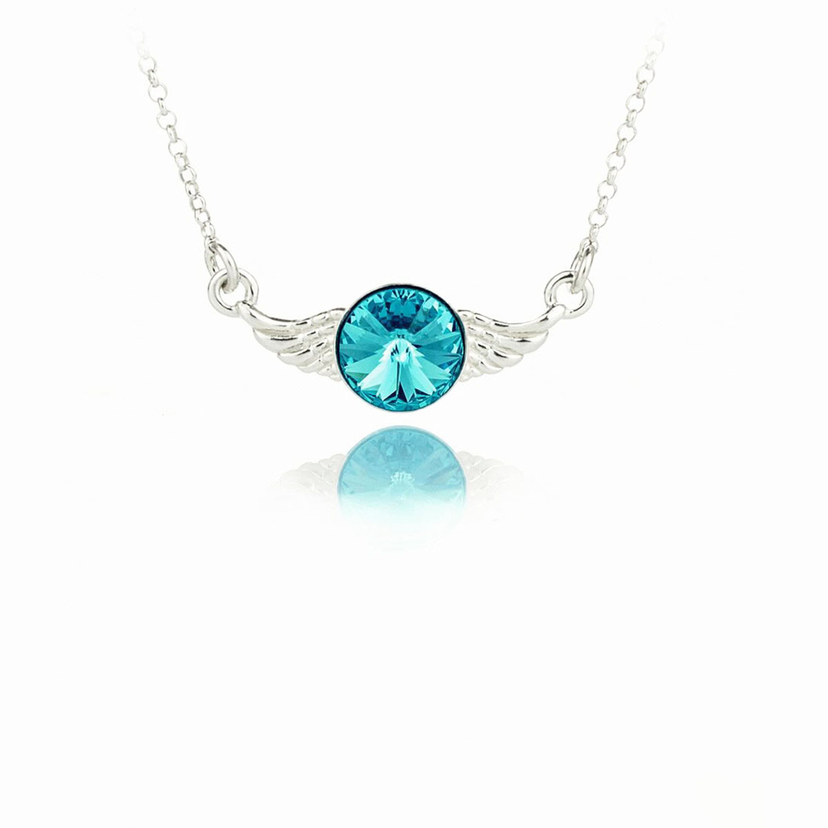 Сребърно колие с австрийски кристал Ривола Крила blue zircon