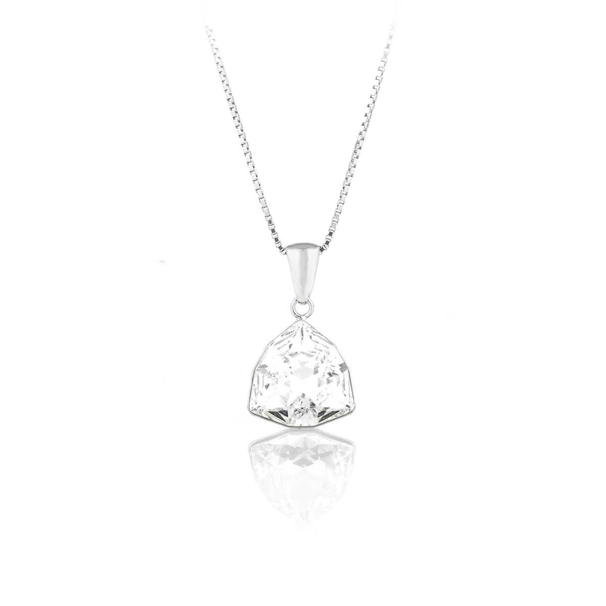 Сребърно кристално колие Трилиант 12мм crystal