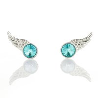 Art.No.blz1122ss29wingovs- Сребърни обици с австрийски кристали Ривола крила blue zircon от  