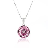 Art.No.antp168116vskvd015- Дамско сребърно колие Вижън Раунд antique pink от  