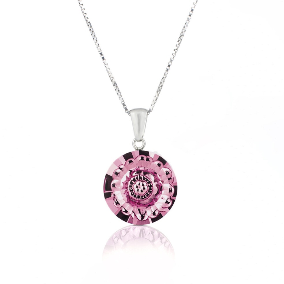 Дамско сребърно колие Вижън Раунд antique pink