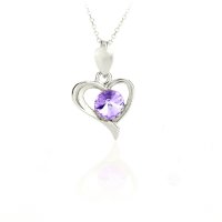 Art.No.sap1122ss29heartvsfzd025- Сребърно колие Сърце с кристал sapphire от  