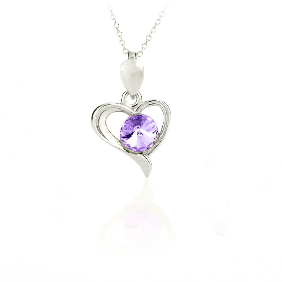 Сребърно колие Сърце с кристал sapphire