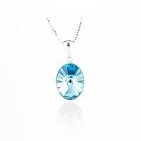Art.No.aq412214vskvd015- Сребърно колие с кристал Овал Риволи aquamarine от  