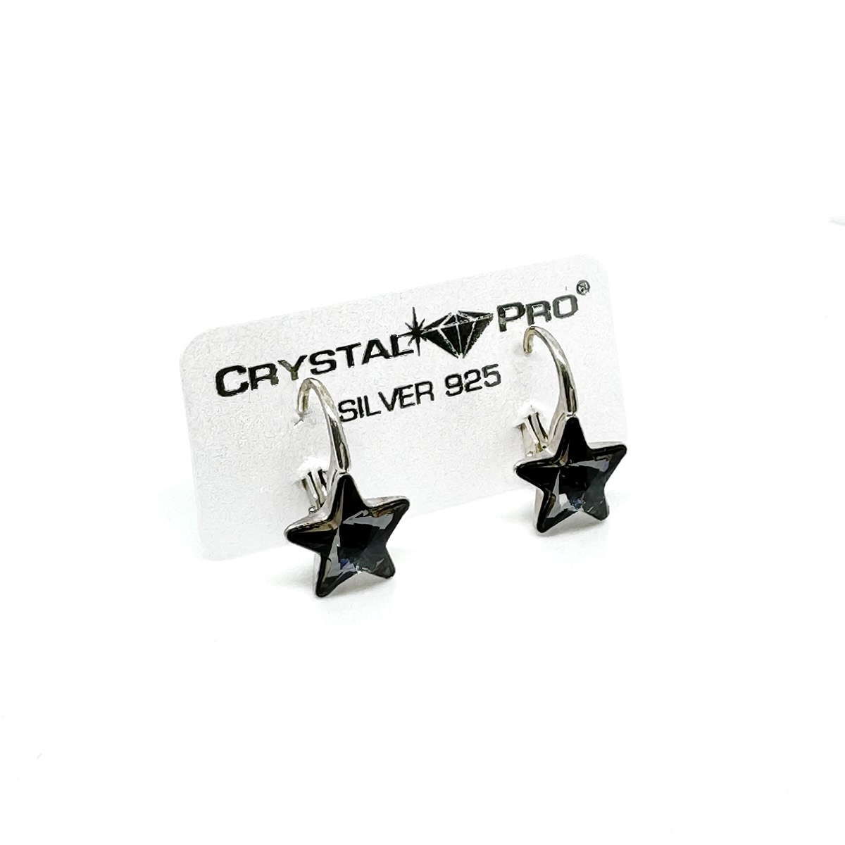 Сребърни обици Звезда с австрийски кристали silver night 