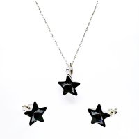 Art.No.sini47451010ovsfzd025- Сребърен комплект колие с обици винт Звезда silver night от  