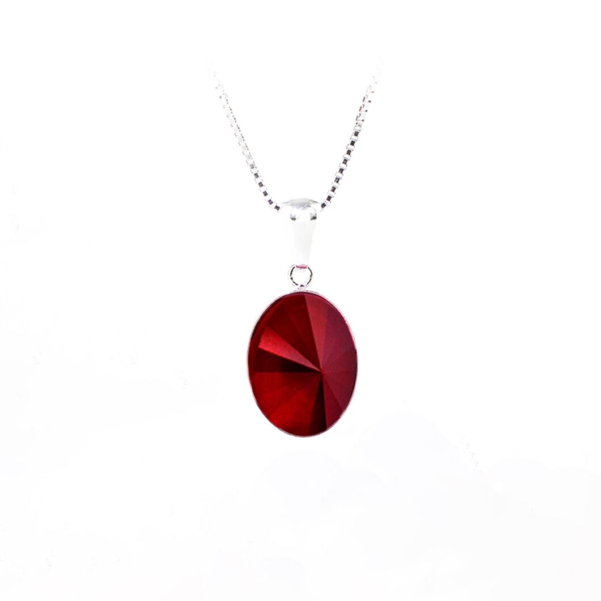 Сребърно колие с кристал Овал Риволи royal red