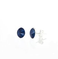Art.No.rbl41228ovs- Сребърни обици с австрийски кристали Овал Риволи 8мм royal blue от  