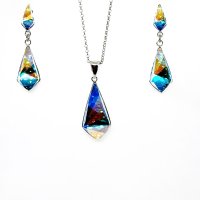 Art.No.ab4731231810ovsrooosd- Сребро 925 комплект колие с обици винт Кайт aurore boreale от  