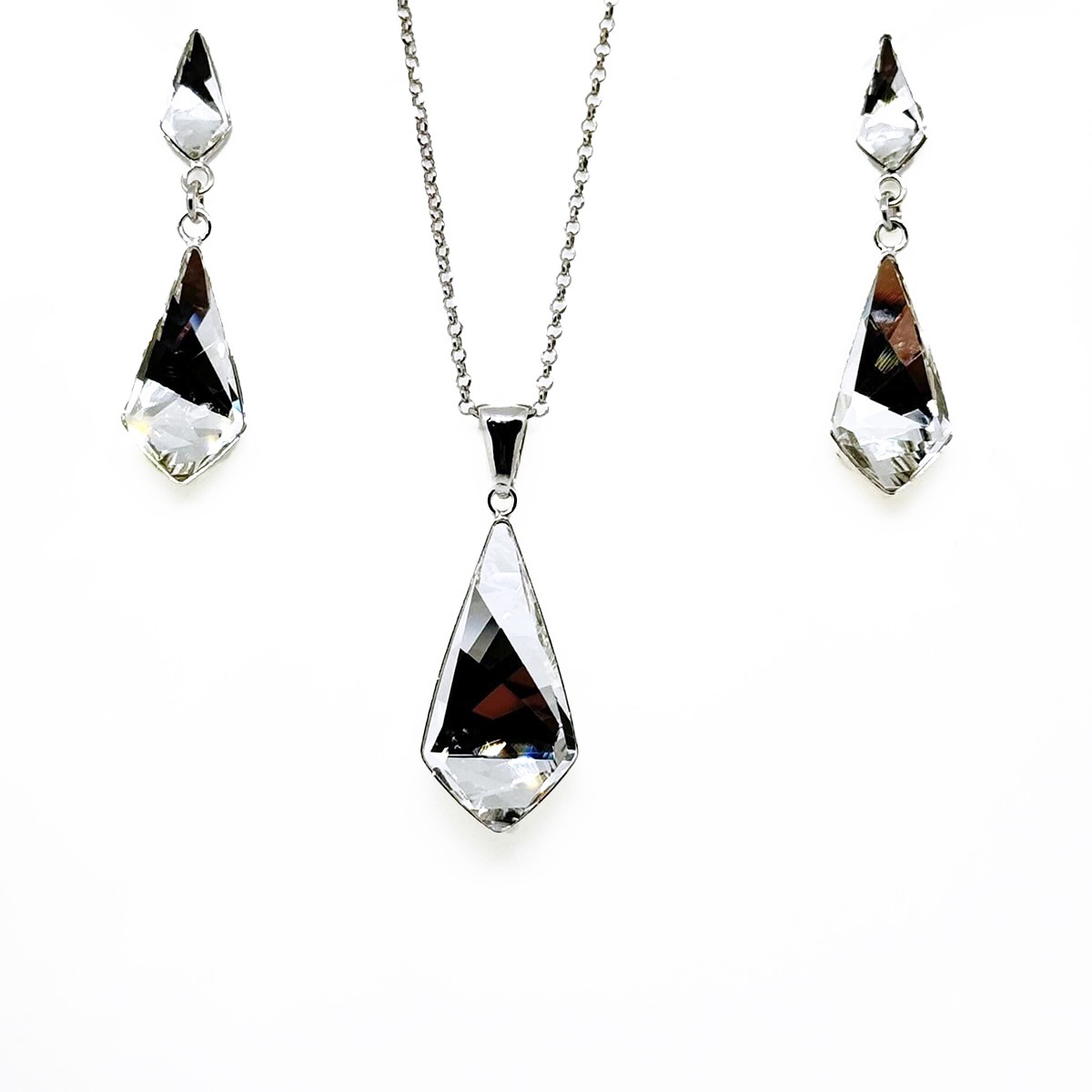 Сребро 925 сет колие с обици винт Kite crystal