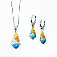 Art.No.ab47312318opsrooosd- Сребро 925 комплект колие с висящи обици Кайт aurore boreale от  