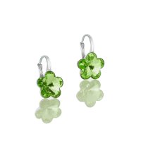 Art.No.p474410ops- Сребърни обици панта с кристали Цвете 10мм peridot от  