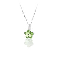 Art.No.p474410vsfzd025- Сребърно колие с кристално цвете 10мм peridot от  
