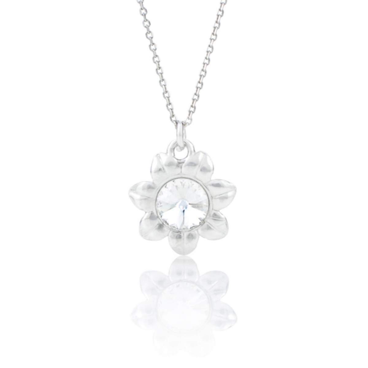 Сребърно колие Слънце с австрийски кристал crystal