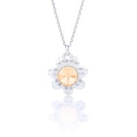 Art.No.lp1122ss29sunvsfzd025- Сребърно колие Слънце с австрийски кристал light peach от  