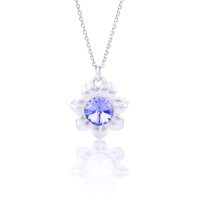 Art.No.sap1122ss29sunvsfzd025- Сребърно колие Слънце с австрийски кристал sapphire  от  