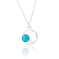 Art.No.blz1122ss29moonvsfzd025- Сребърно колие Луна с австрийски кристал blue zircon от  