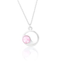 Art.No.lr1122ss29moonvsfzd025- Сребърно колие Луна с австрийски кристал light rose от  