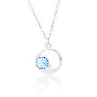 Art.No.aq1122ss29moonvsfzd025- Сребърно колие Луна с австрийски кристал aquamarine от  