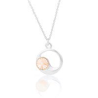 Art.No.lp1122ss29moonvsfzd025- Сребърно колие Луна с австрийски кристал light peach от  