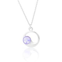 Art.No.v1122ss29moonvsfzd025- Сребърно колие Луна с австрийски кристал violet от  