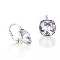 Art.No.v447012ops- Сребърни обици с кристали 12мм Куадро violet от  