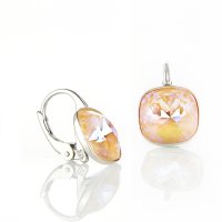 Art.No.pdelite447012ops- Сребърни обици с кристали 12мм Куадро peach delite от  